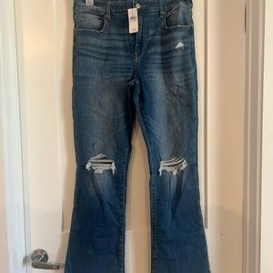 American Eagle Outfitters Blue Distressed Flare Jeans